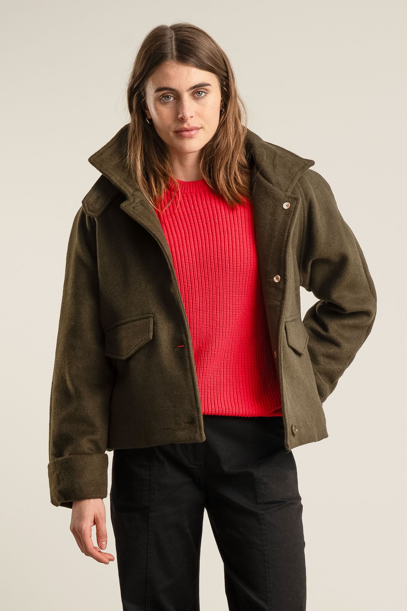 WICKER Recycled Wool Poly Coat - Olive