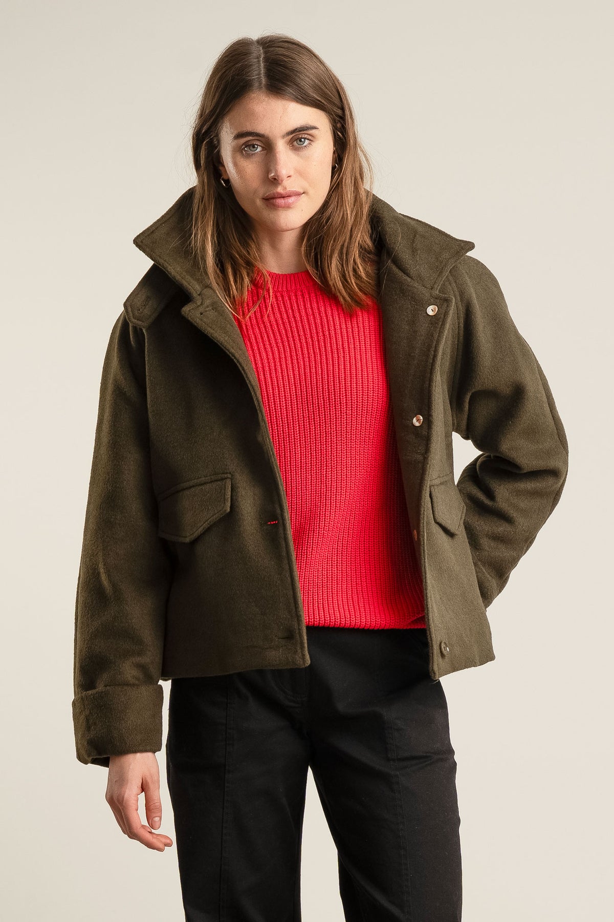 WICKER Recycled Wool Poly Coat - Olive