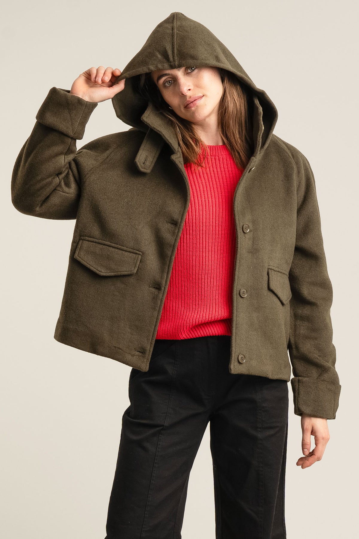 WICKER Recycled Wool Poly Coat - Olive
