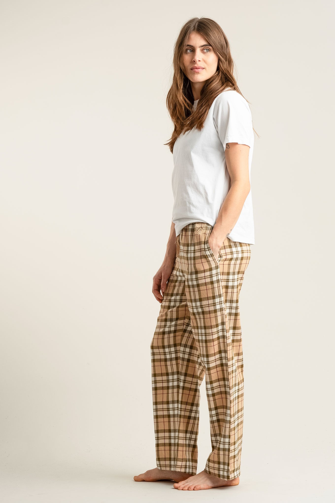 JIM JAM Womens Organic Cotton Pyjama Bottoms - Sand