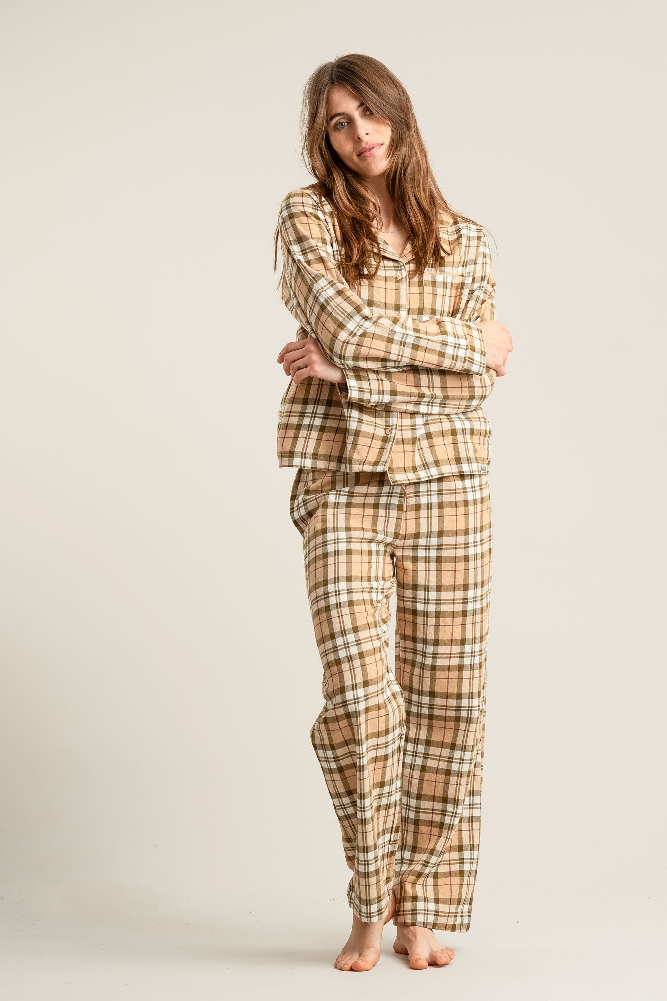 JIM JAM Womens Organic Cotton Pyjama Set - Sand