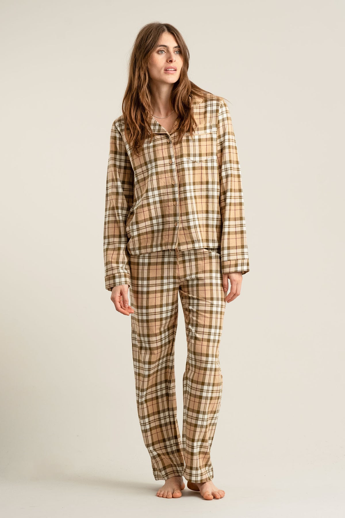 JIM JAM Womens Organic Cotton Pyjama Set - Sand