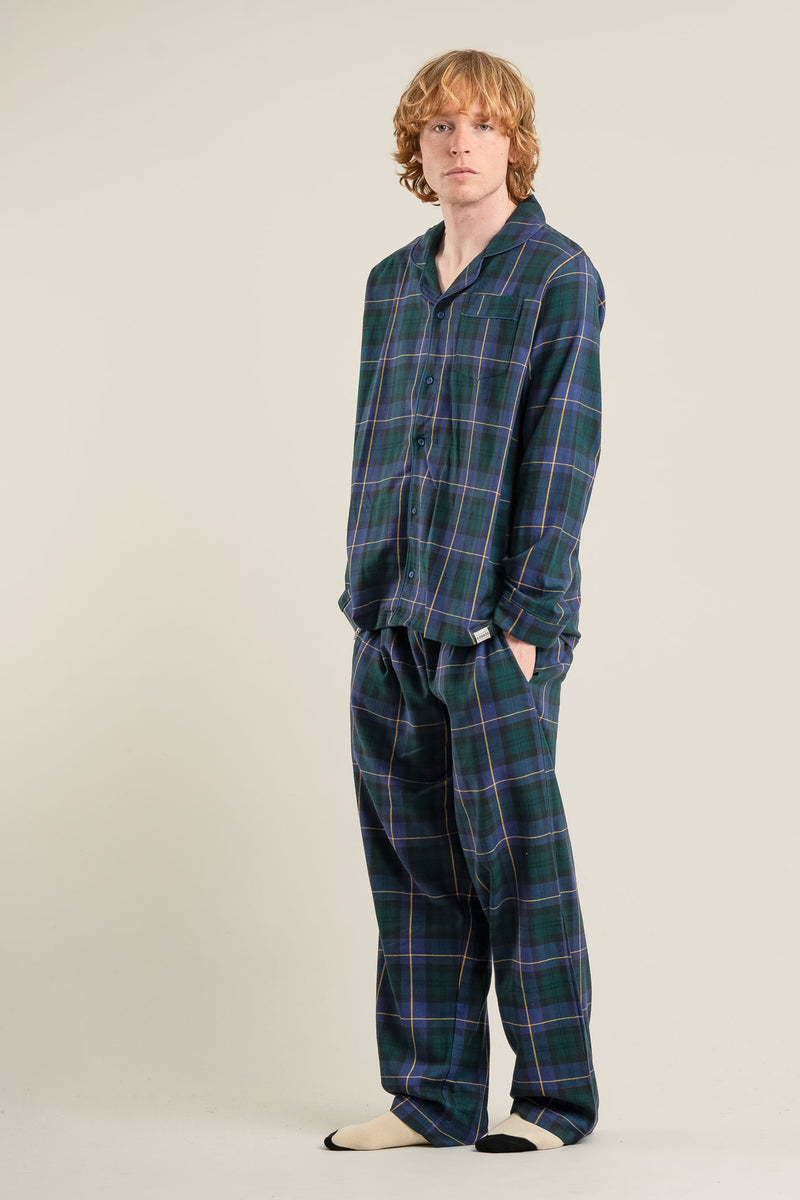 JIM JAM Mens Organic Cotton Pyjama Set - Black Watch