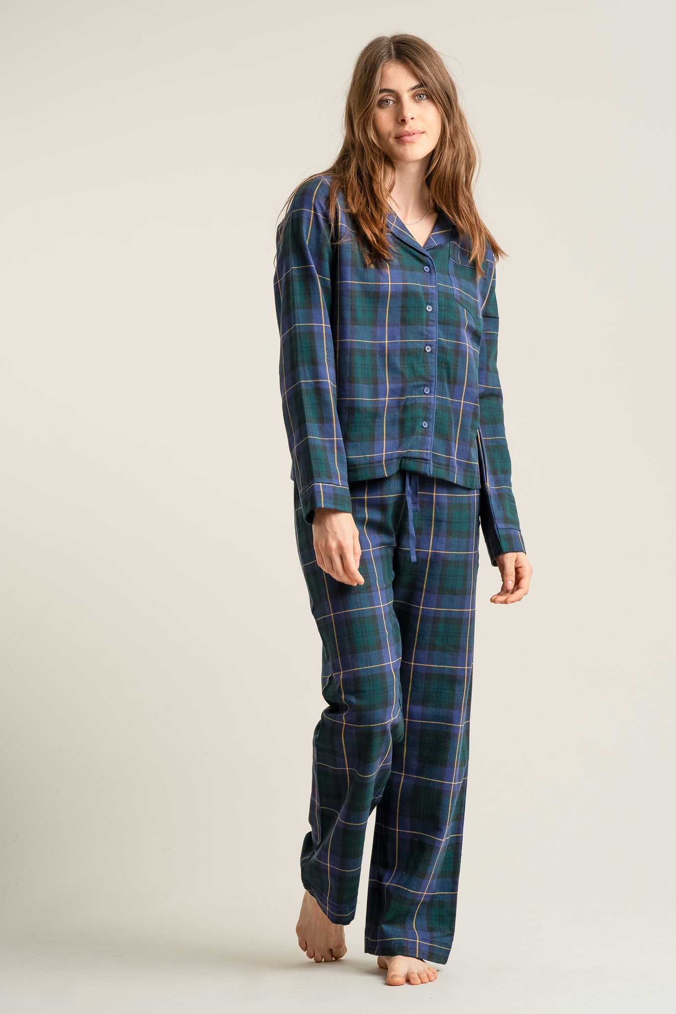 JIM JAM Womens Organic Cotton Pyjama Set - Black Watch