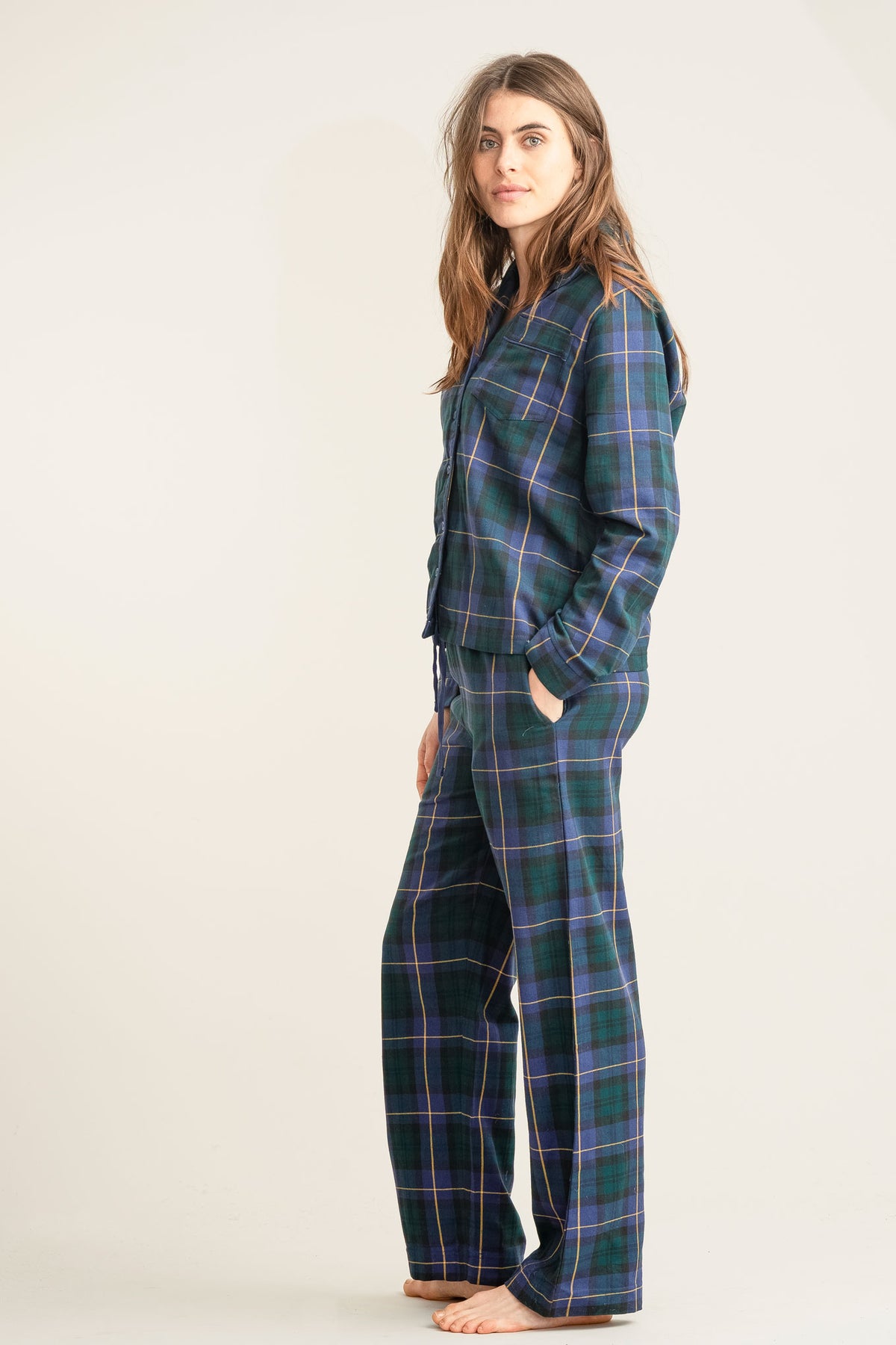 JIM JAM Womens Organic Cotton Pyjama Set - Black Watch