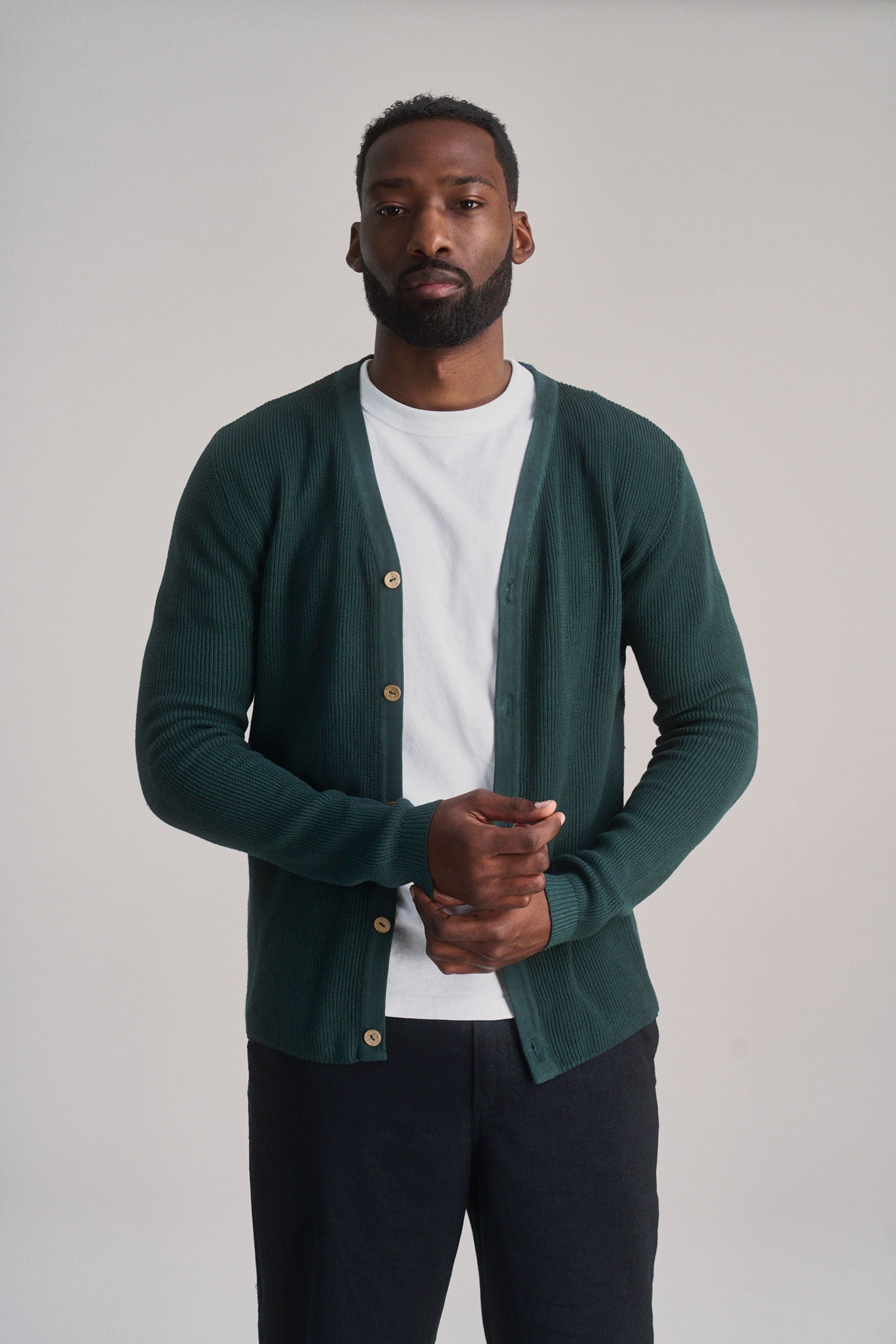 LUCAS - Organic Cotton Cardigan Dark Green