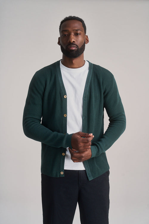 LUCAS - Organic Cotton Cardigan Dark Green