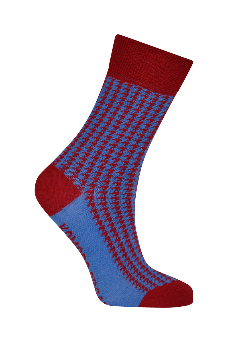 MICRO DOGTOOTH - Organic Cotton Socks Blue Cherry