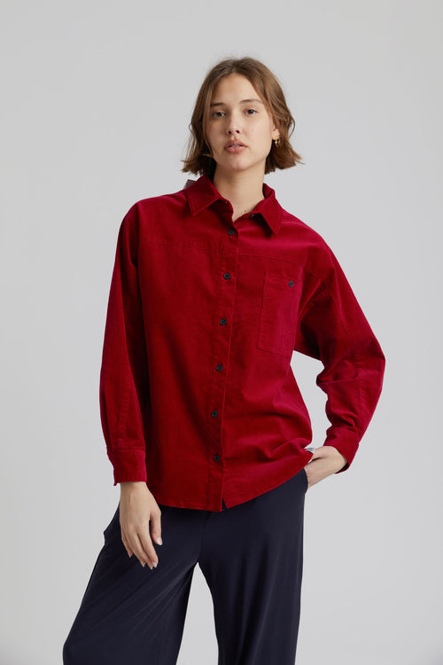 MIDNIGHT - Organic Cotton Needle Cord Shirt Cherry