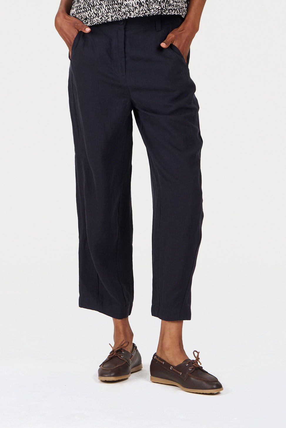 OLIVE Tencel Linen Trouser - Navy
