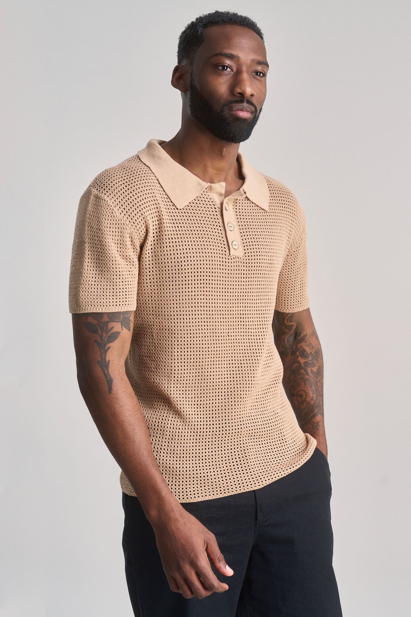 OLIVER - Organic Cotton Polo Top Sand
