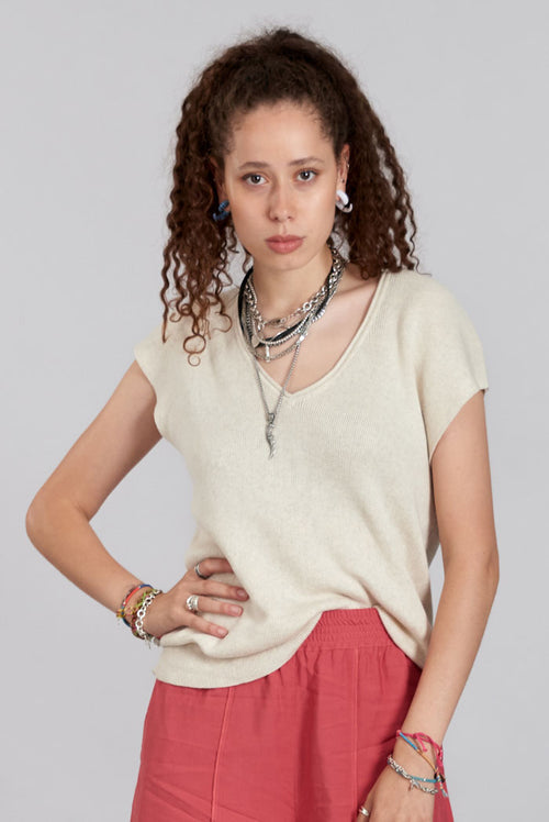 POLLY - Organic Cotton Ivory Top