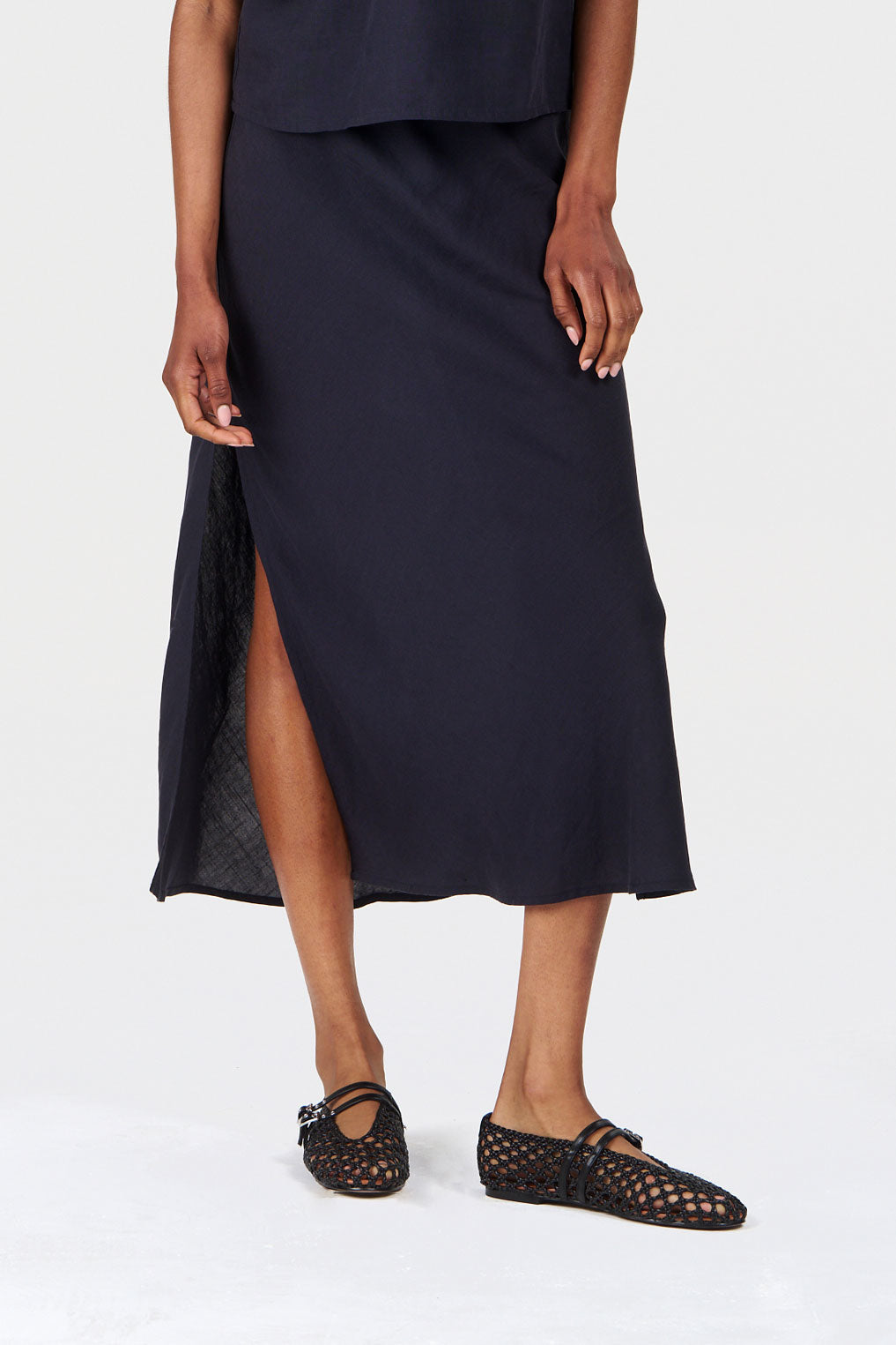 RAY Tencel Linen Skirt - Navy