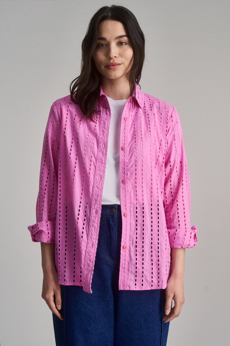 RIO - Organic Broderie Anglaise Shirt - Pink