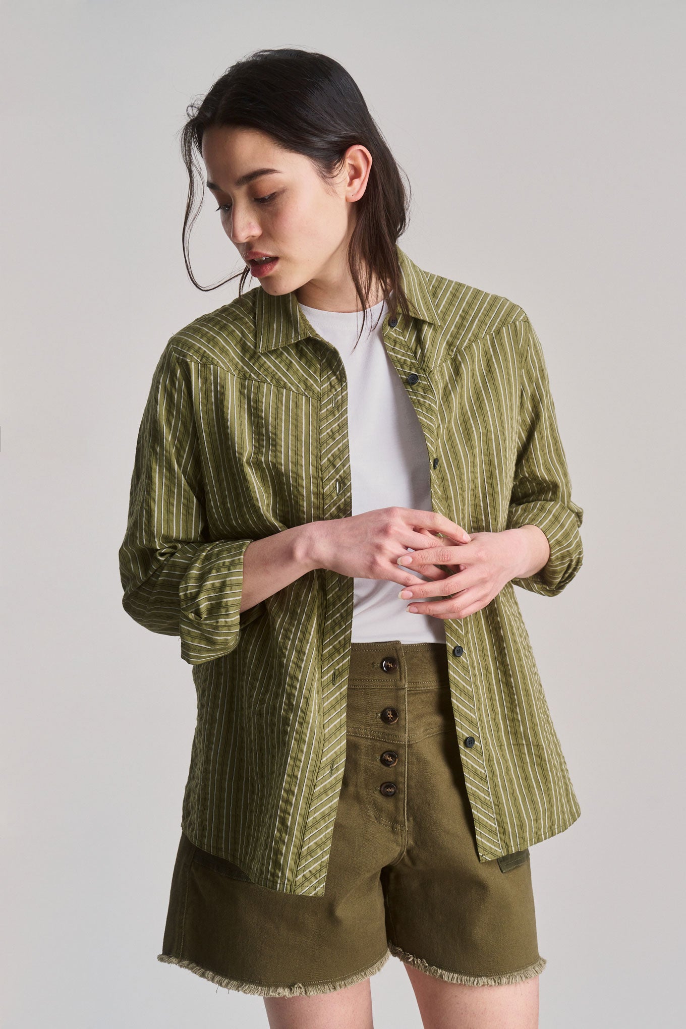 RIO - Organic Cotton Shirt - Green Stripe
