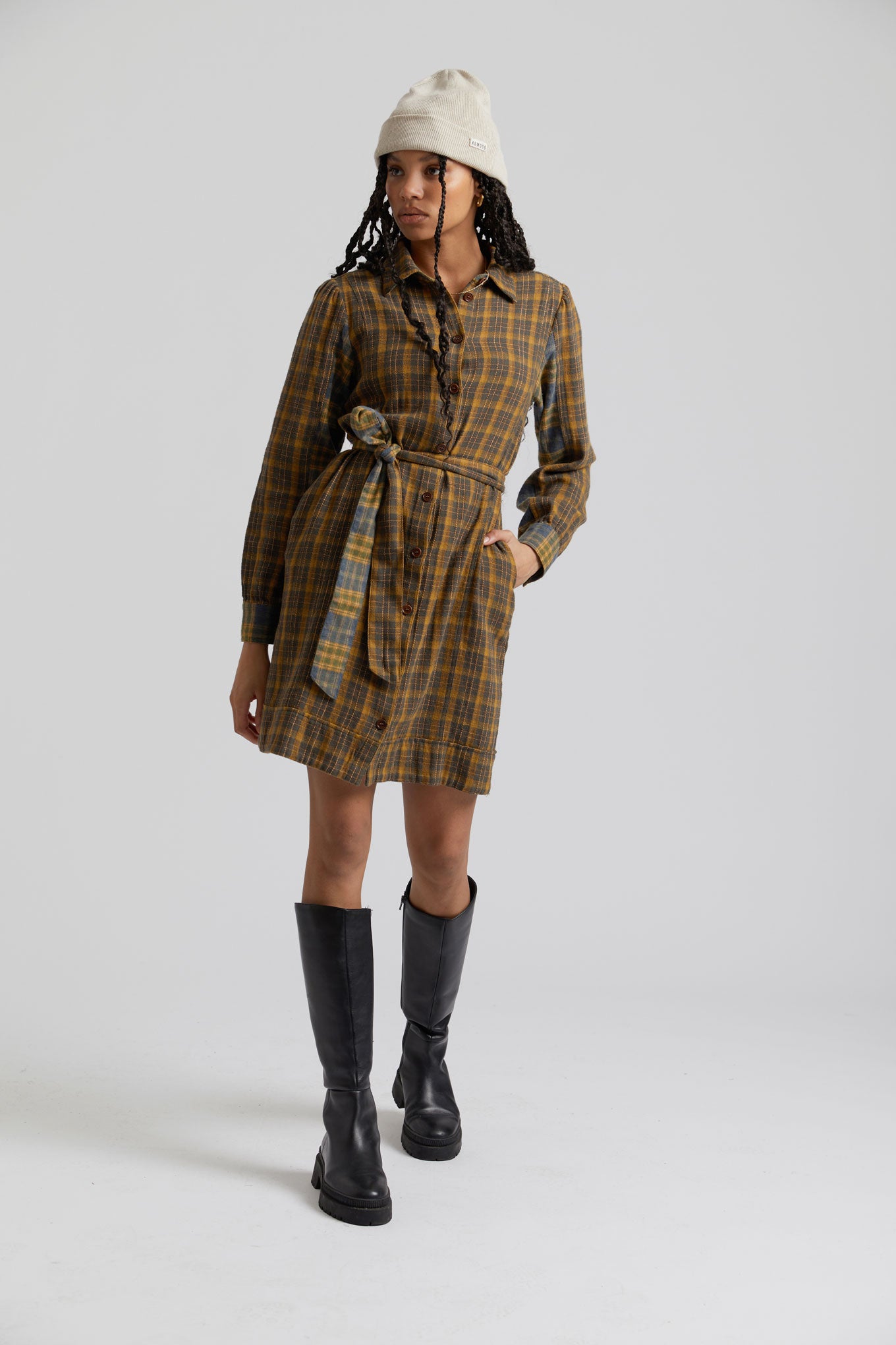 RUBY - Organic Cotton Flannel Dress Patchwork Check