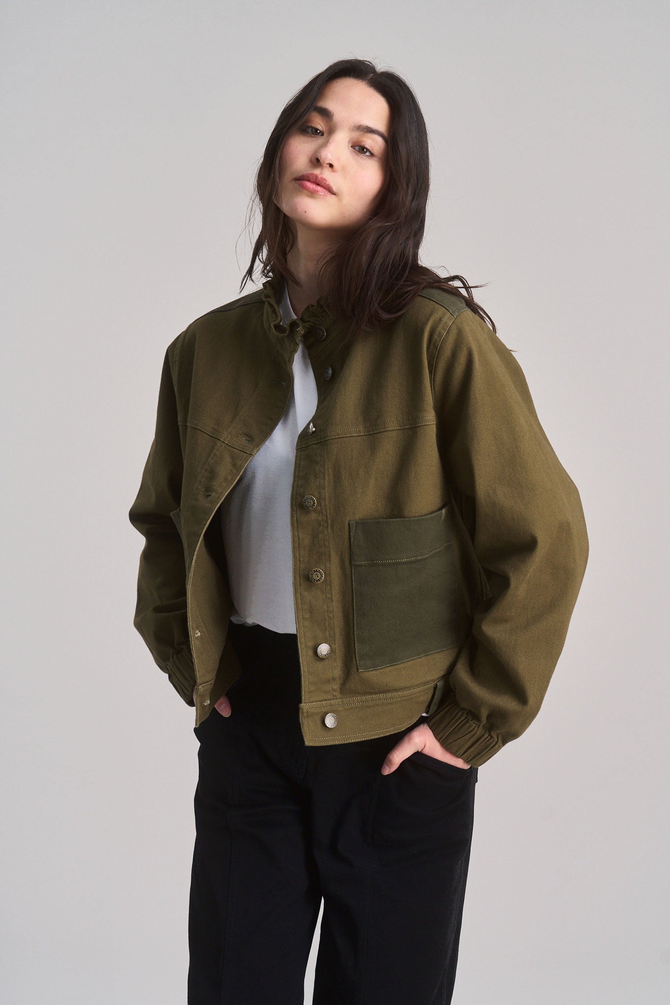 RUFFLE - Organic Cotton Jacket - Dark Green