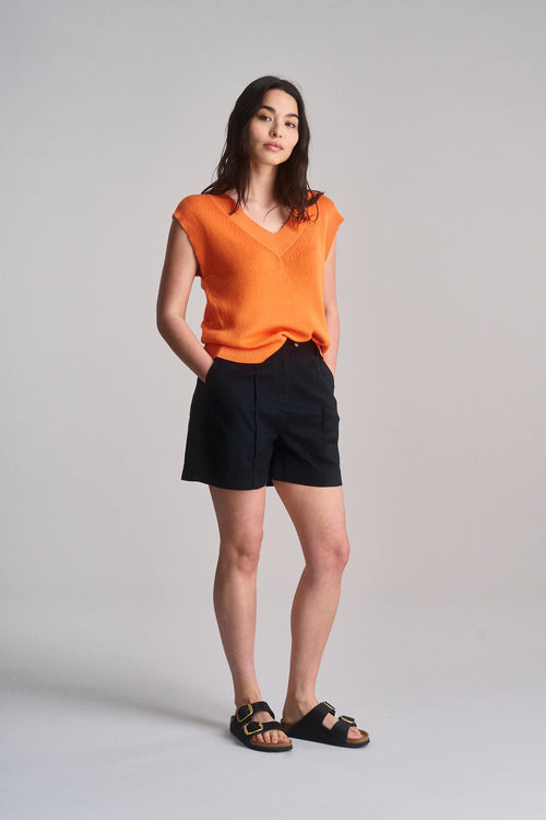 EMMIE - Organic Linen Cotton Shorts - Black