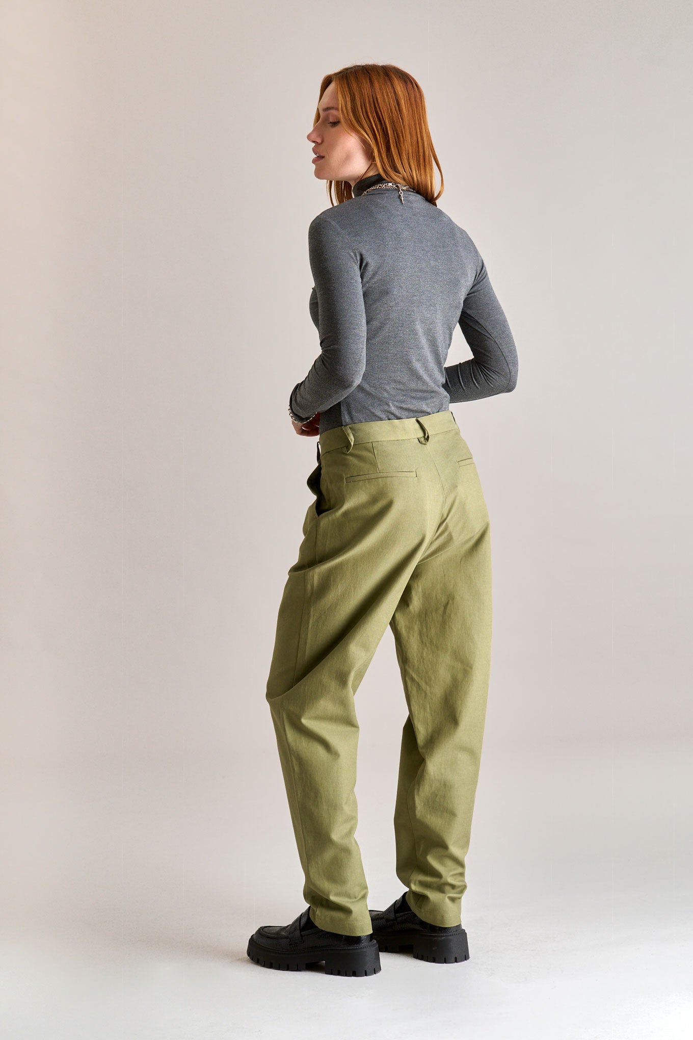 LYLA Cotton Tencel Trouser - Olive