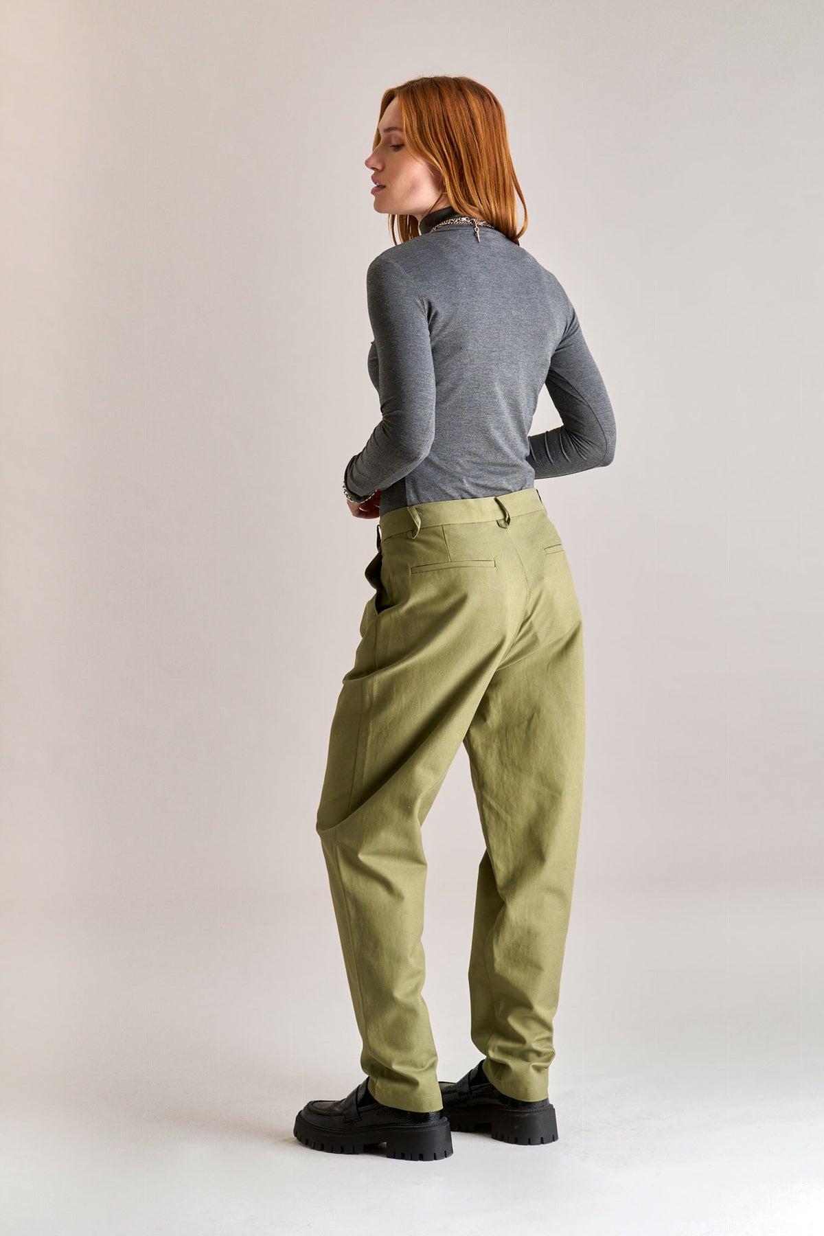 LYLA Cotton Tencel Trouser - Olive