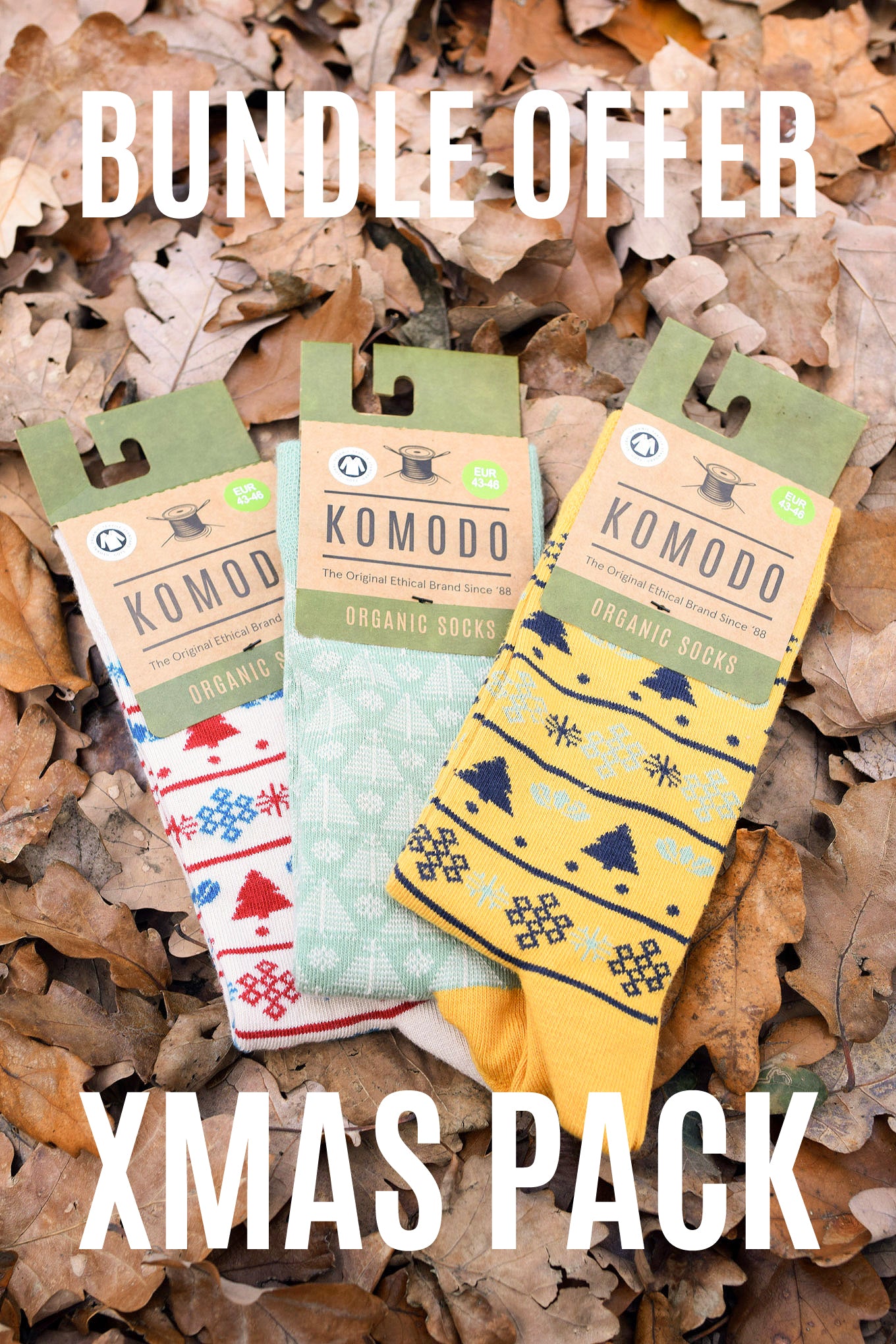 XMAS TREES Mens Triple Pack - GOTS Organic Cotton Socks