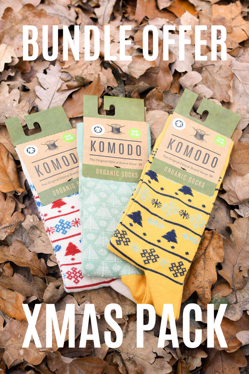 XMAS TREES Mens Triple Pack - GOTS Organic Cotton Socks