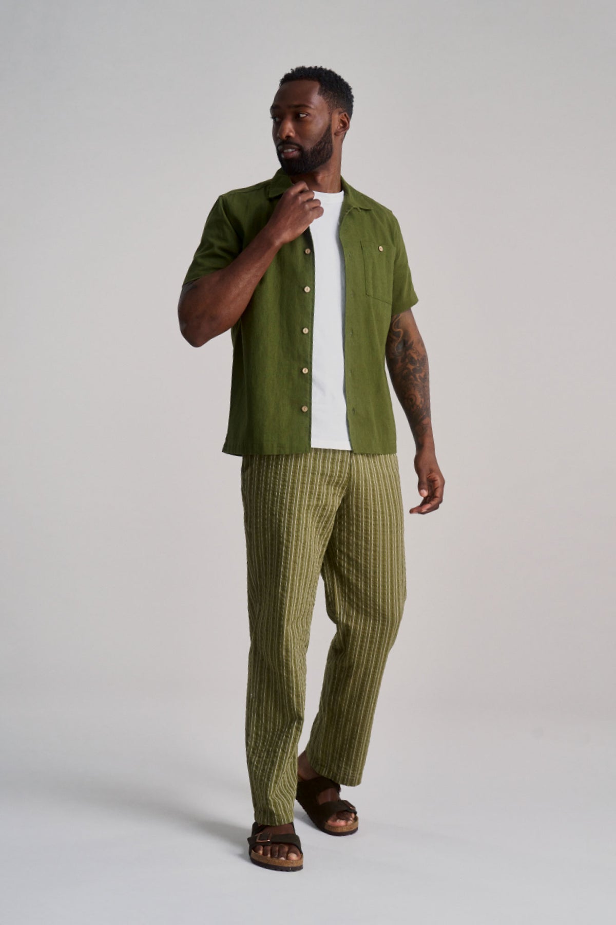 SPINDRIFT - Organic Linen Cotton Shirt - Khaki