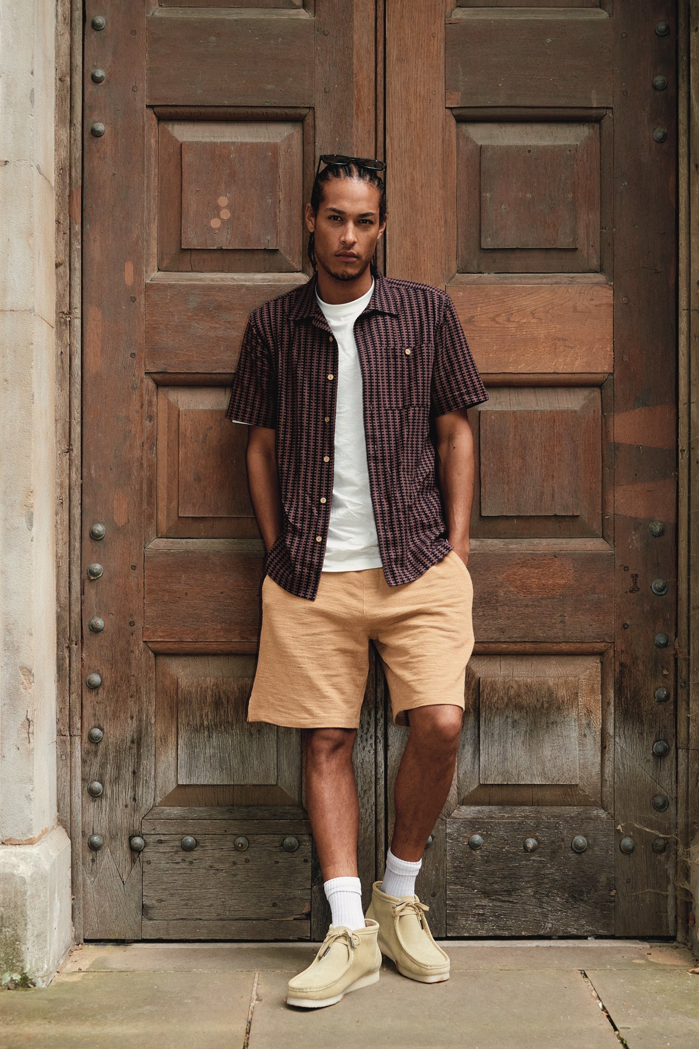 CALUM - Organic cotton shorts - Sand melange