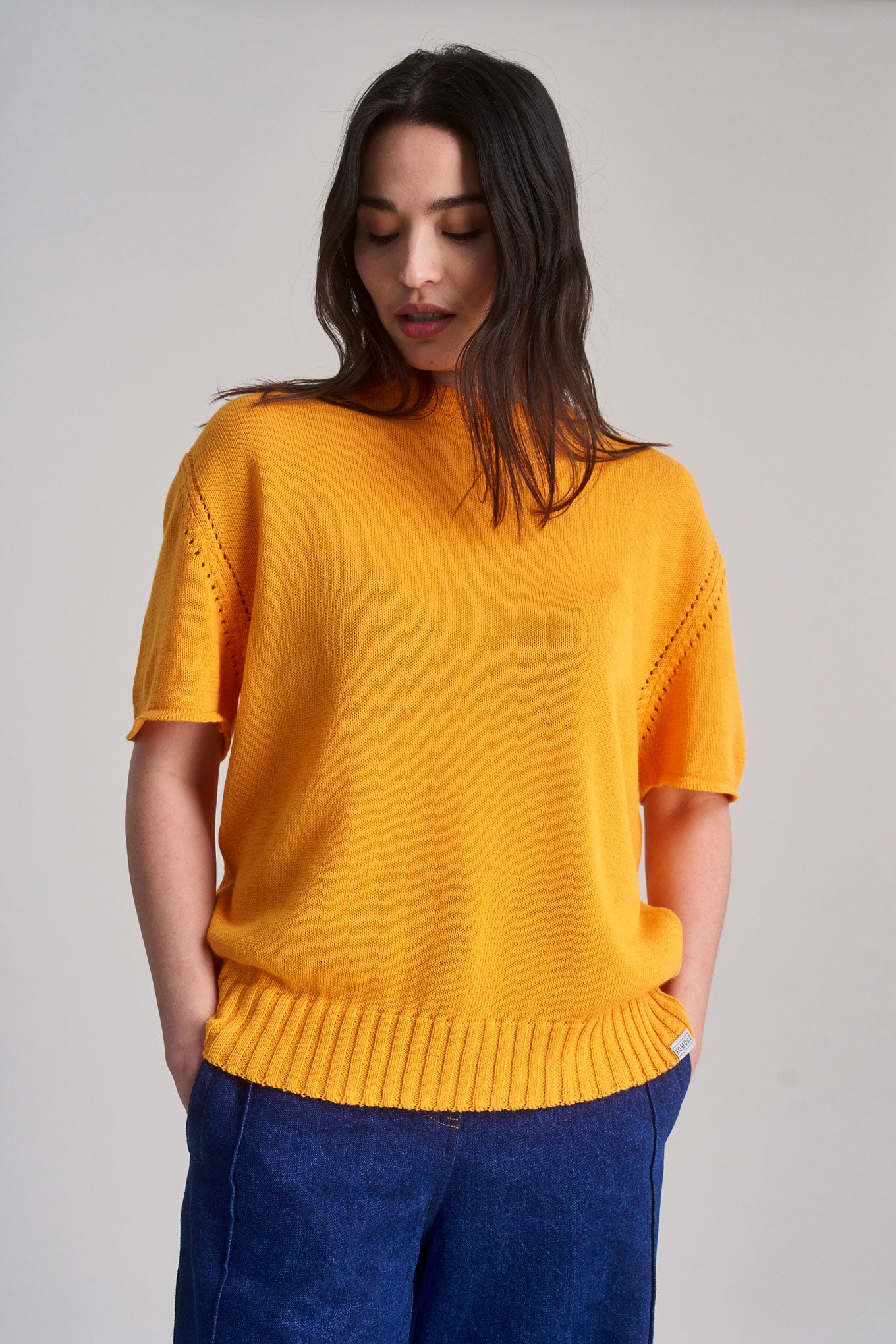 STEVIE Organic Linen Blend Tee - Egg Yoke