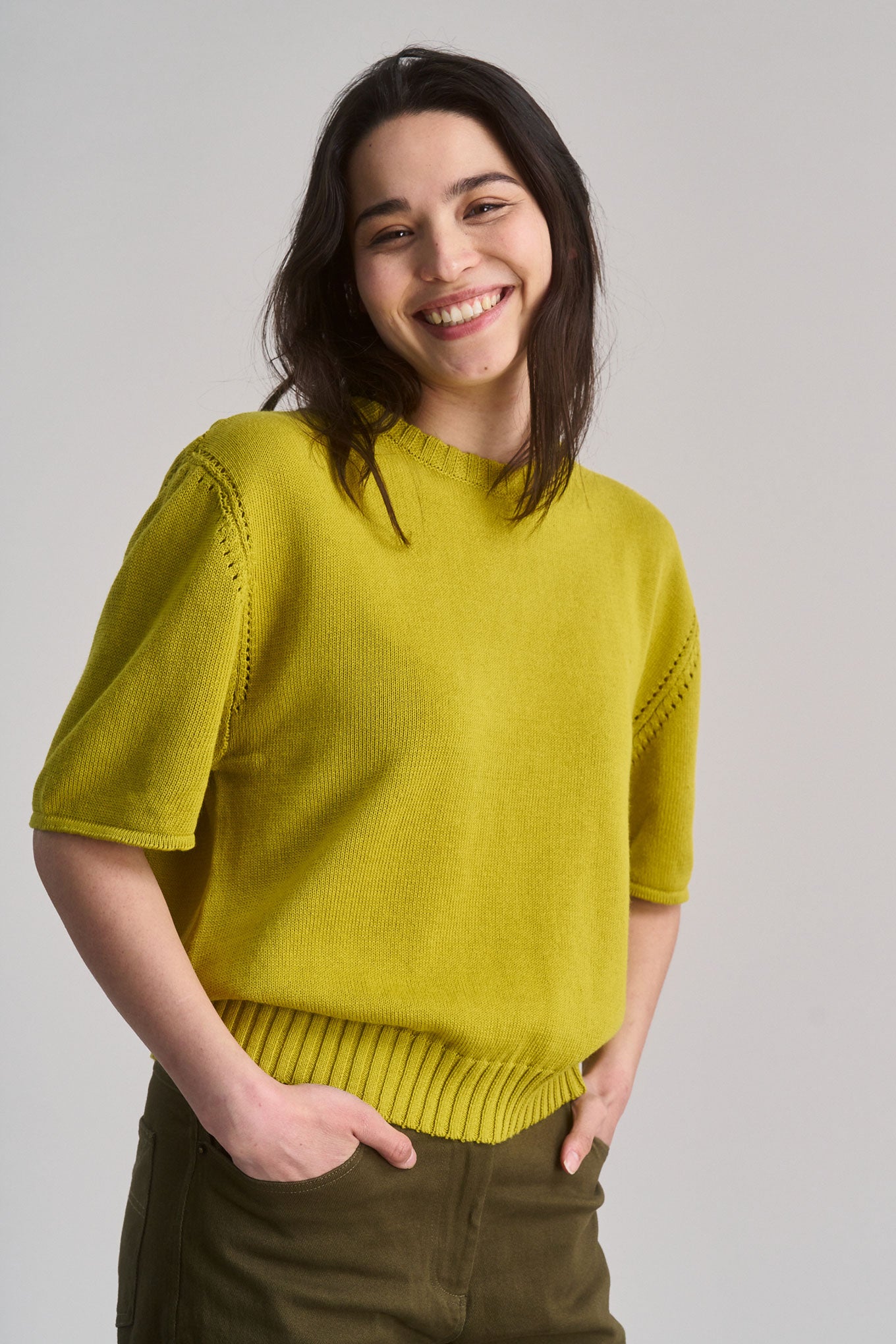 STEVIE Organic Linen Blend Tee - Sap Green