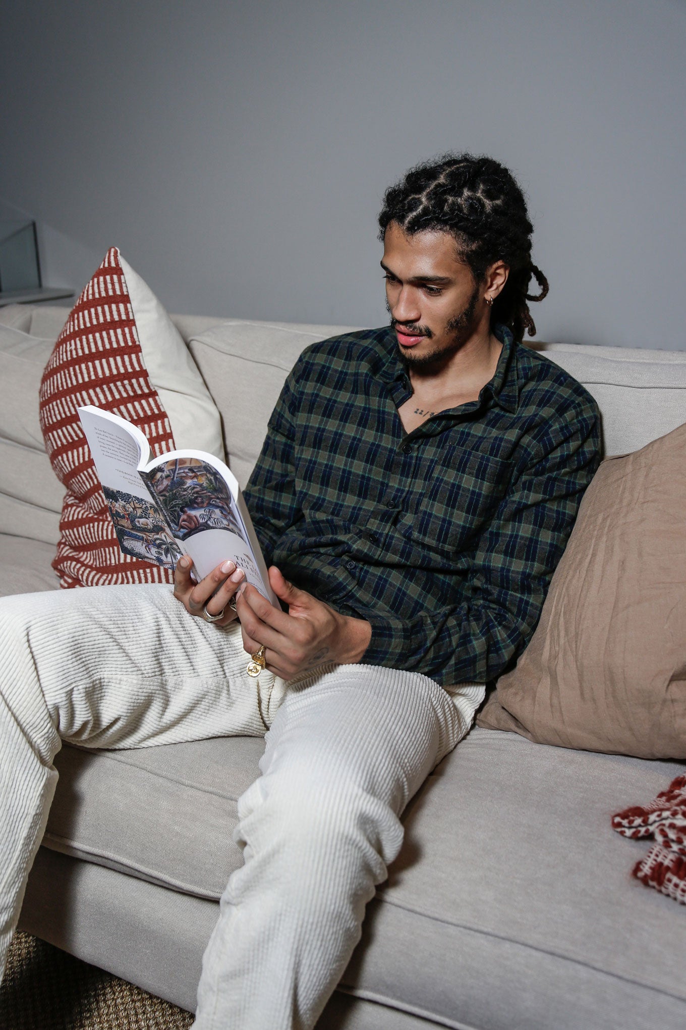 SANTI Organic Cotton Flannel Shirt - Navy Check