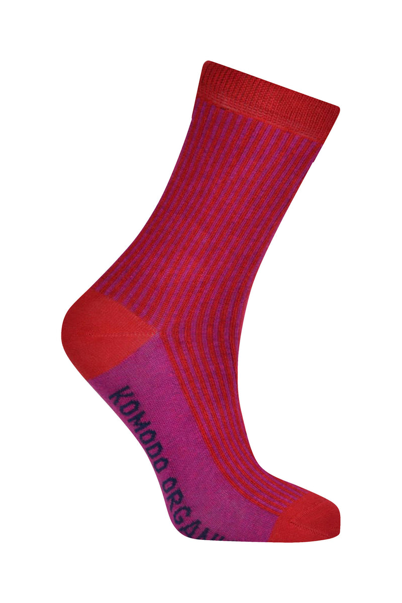 VERTICAL STRIPE - Organic Cotton Socks Cherry