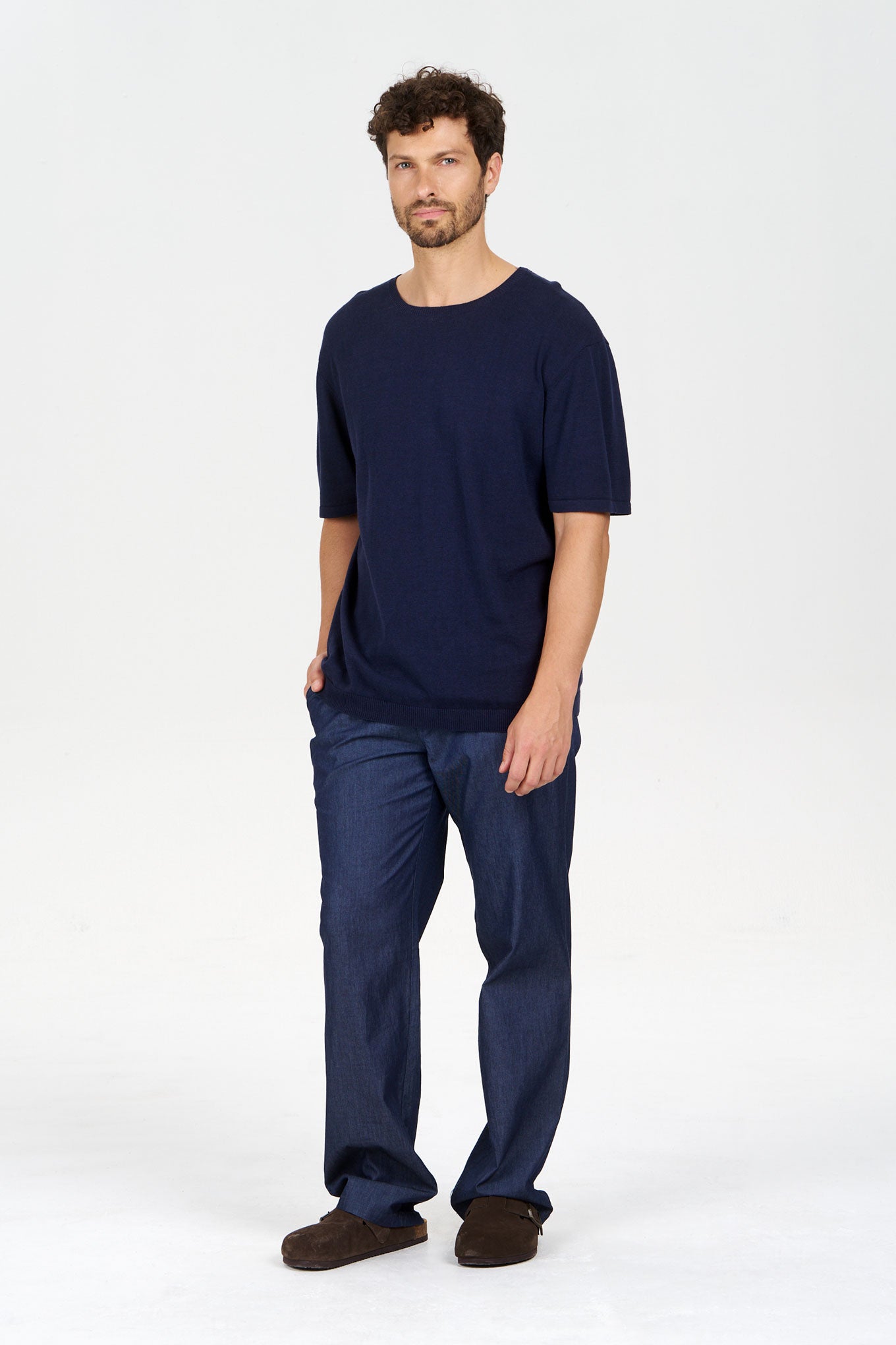 WALT Organic Ramie Cotton Tee - Navy