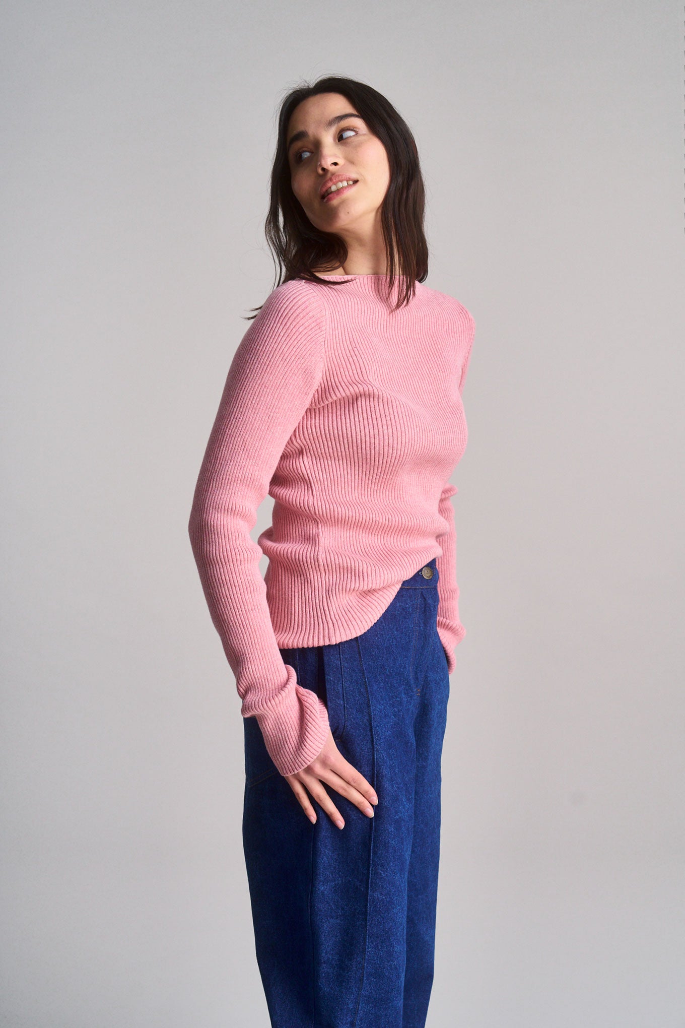 WASABI - Organic Cotton Rib Jumper - Pink