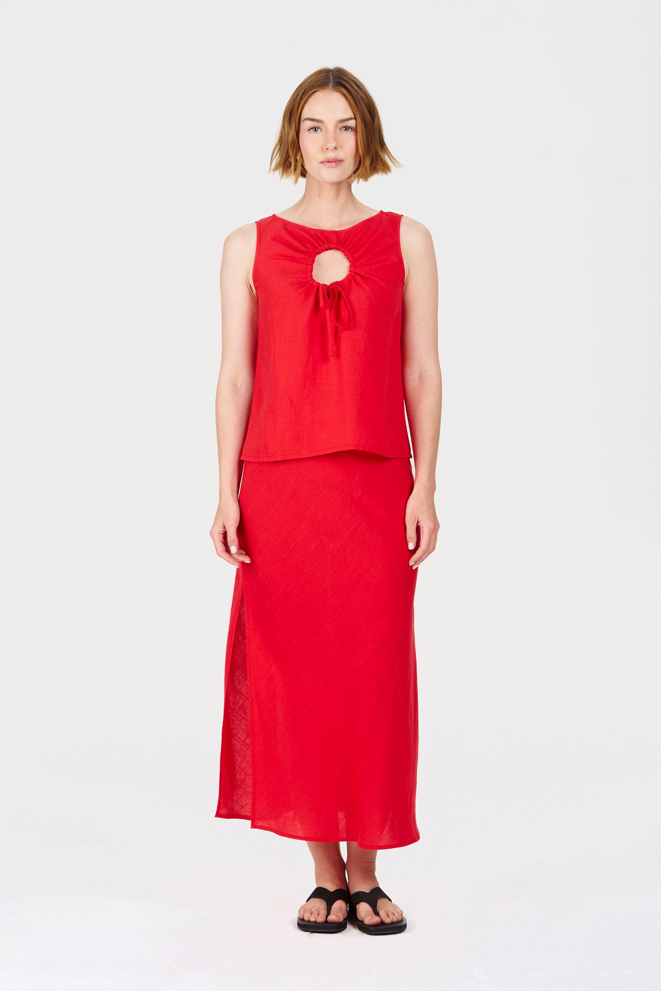 ZIZI Tencel Linen Top - Coral