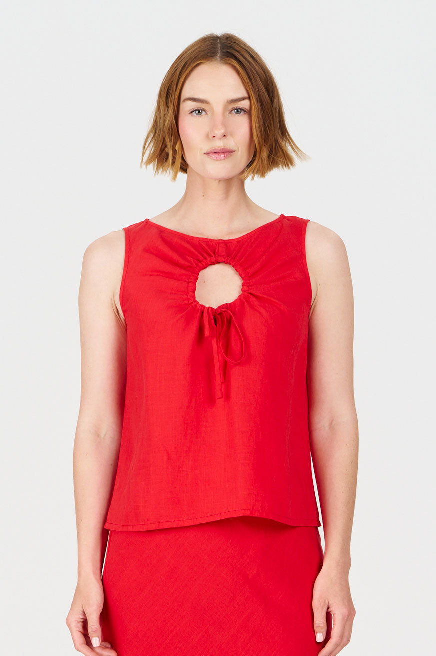 ZIZI Tencel Linen Top - Coral