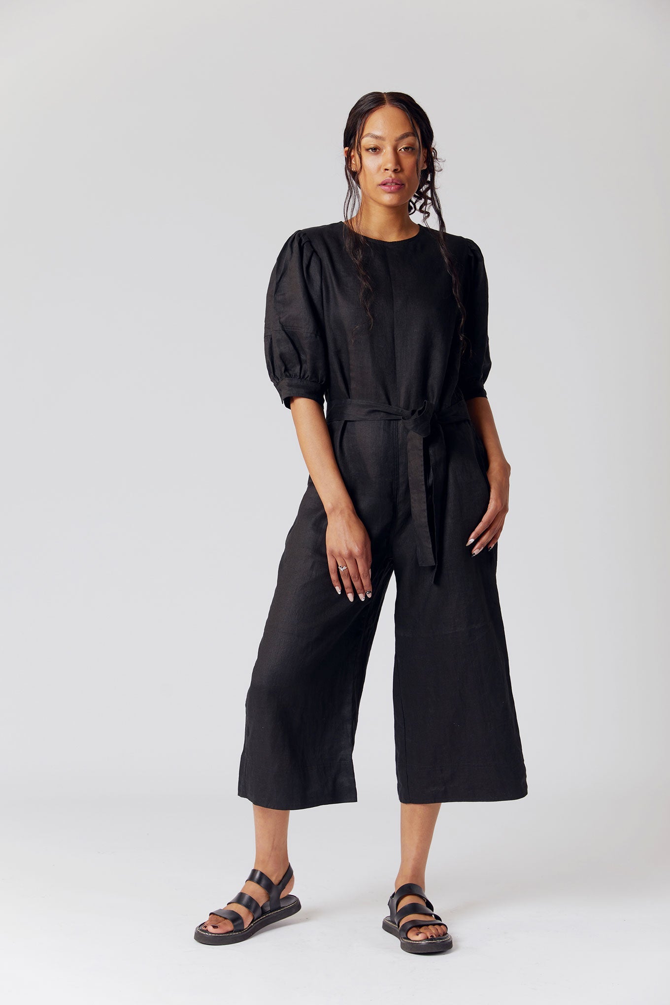 FAYE Linen Jumpsuit - Black