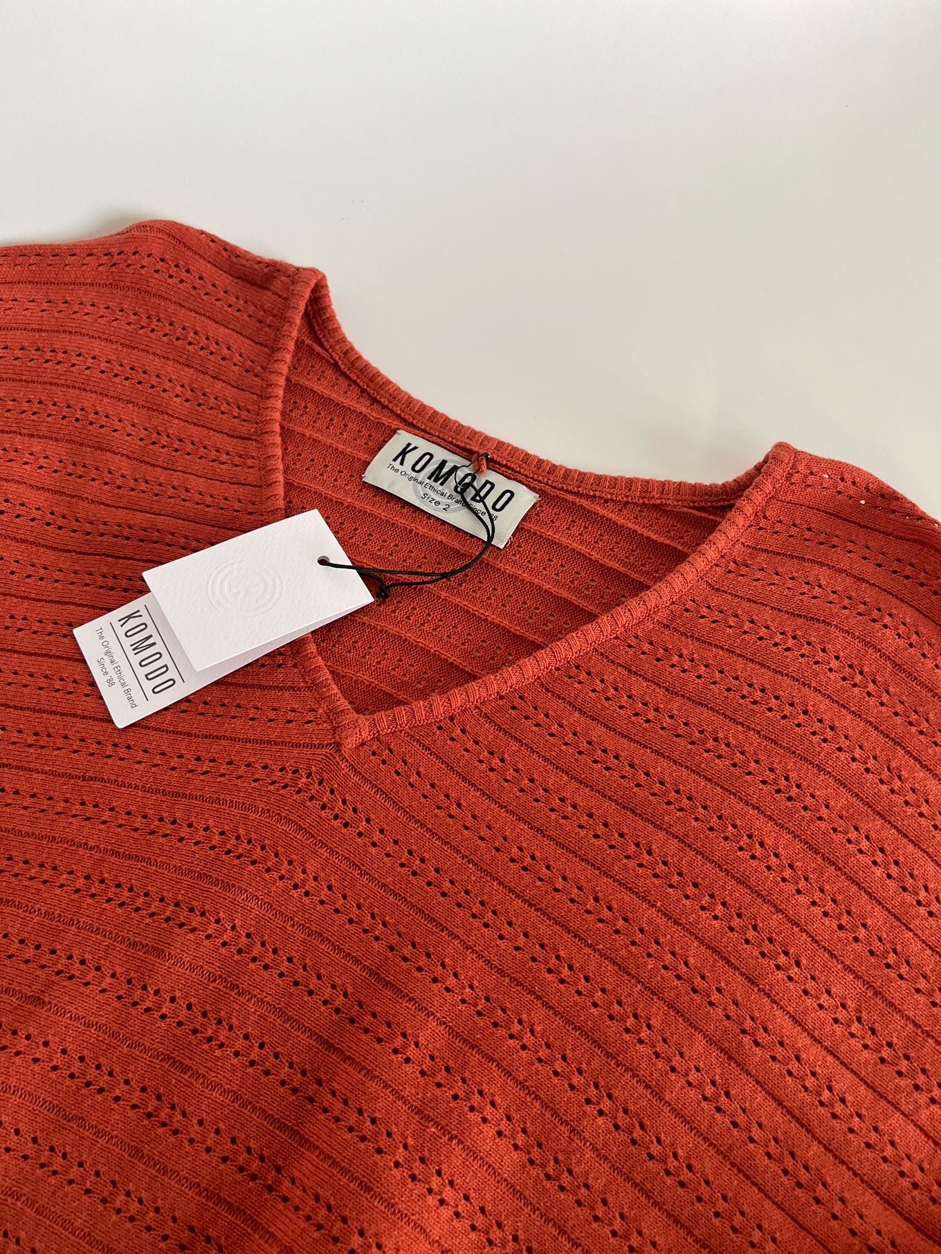 CLOVER - Pointelle Knit Organic Cotton Jumper - Clay