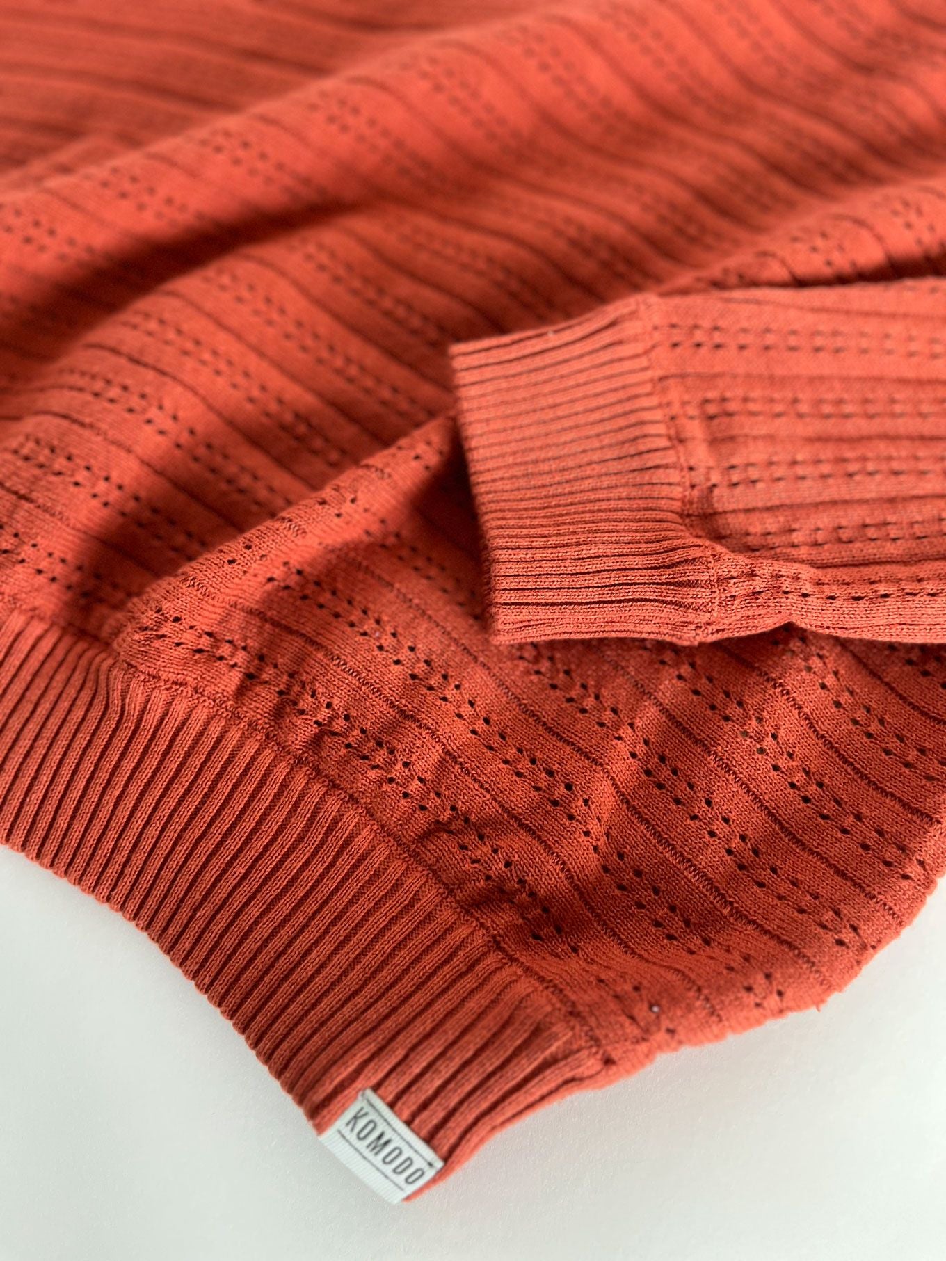 CLOVER - Pointelle Knit Organic Cotton Jumper - Clay