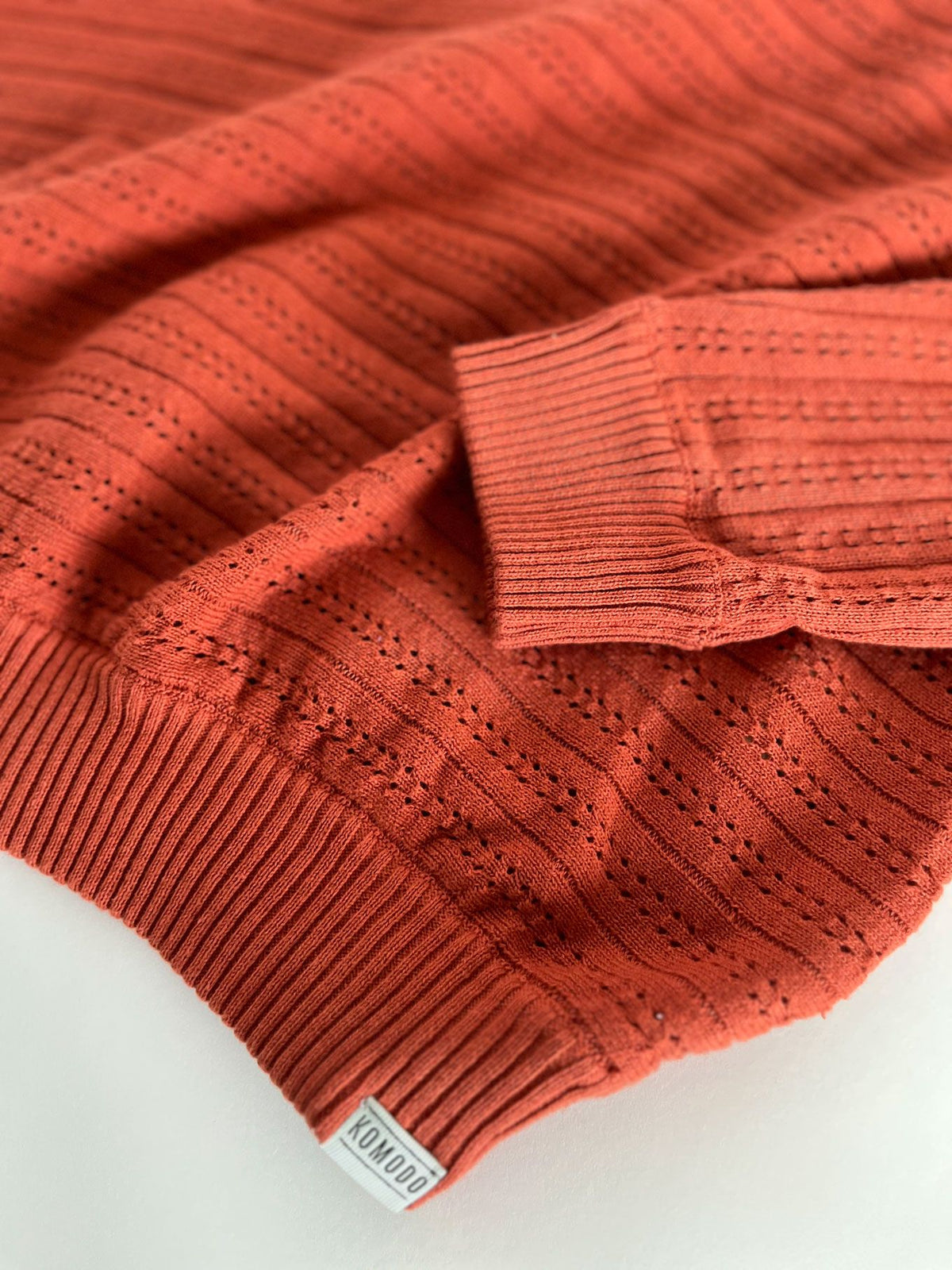 CLOVER - Pointelle Knit Organic Cotton Jumper - Clay