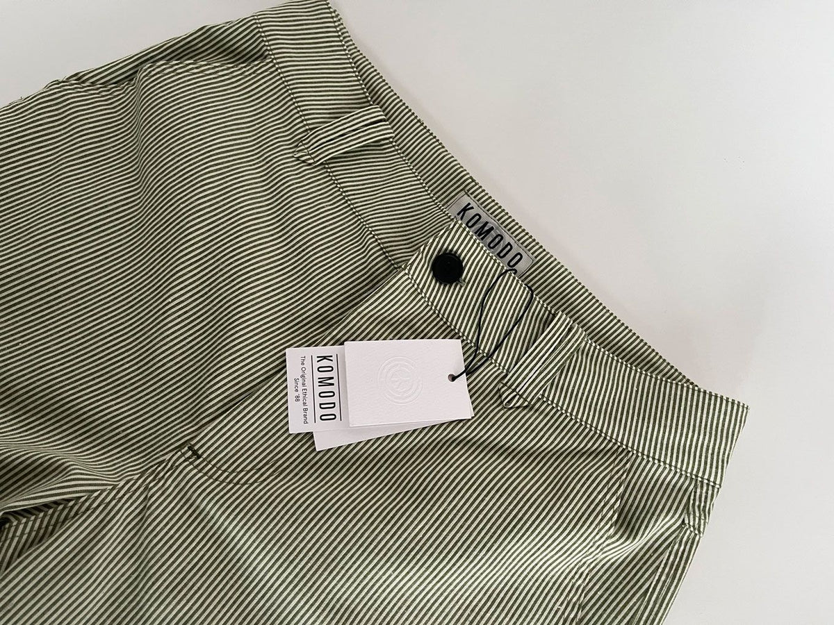 MAKULU - Organic cotton trouser - Green ticking stripe