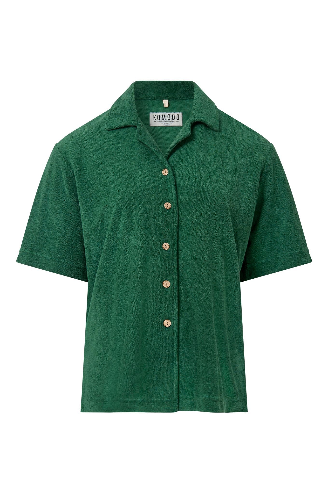OCEAN - Organic Cotton Blend Terry Towelling Shirt - Jungle Green