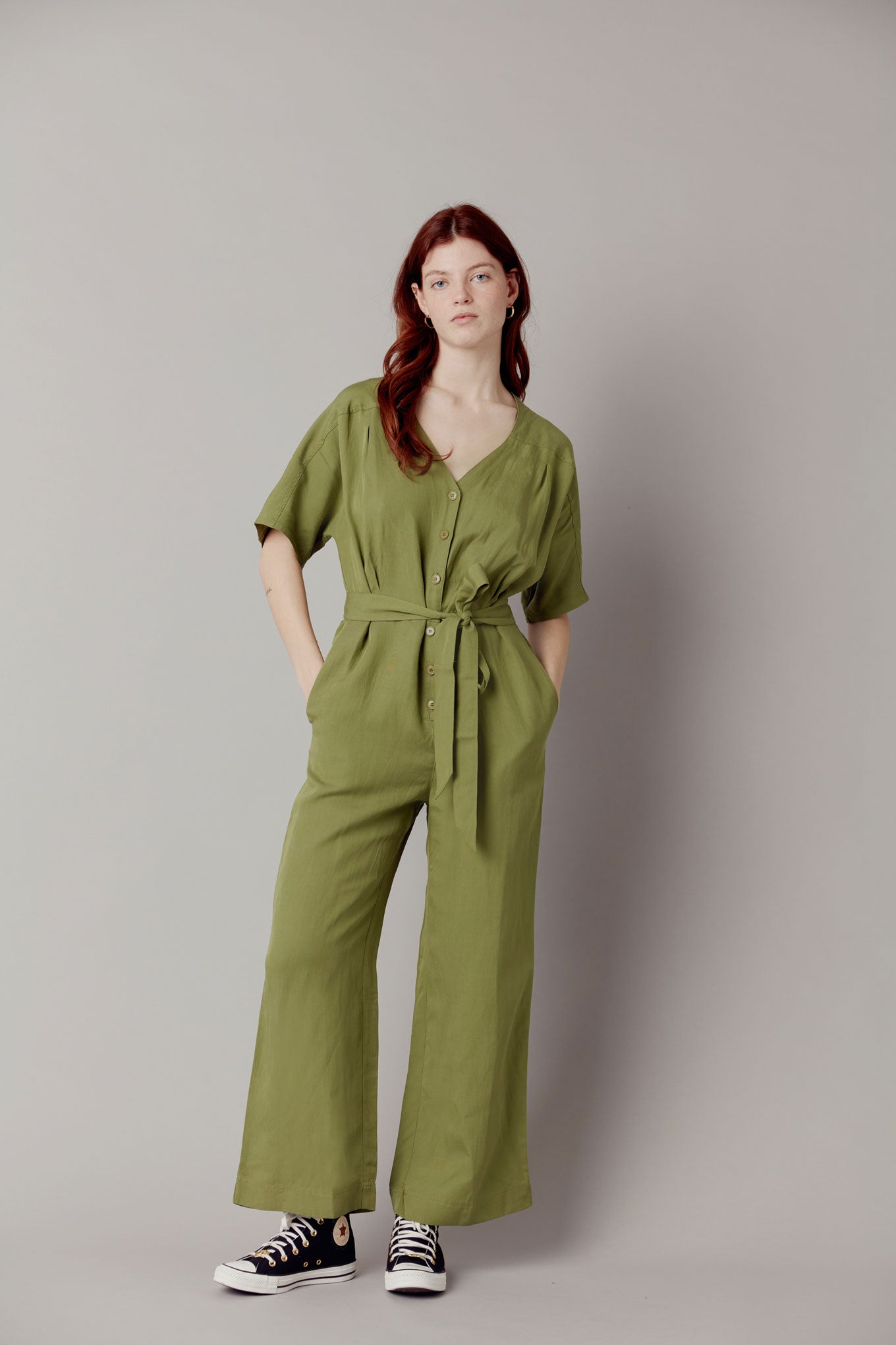 ASTIR - Tencel Linen Jumpsuit Khaki Green