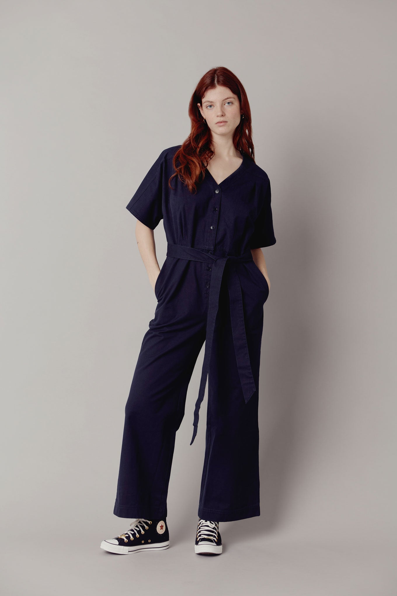 ASTIR Organic Cotton Canvas Jumpsuit - Navy