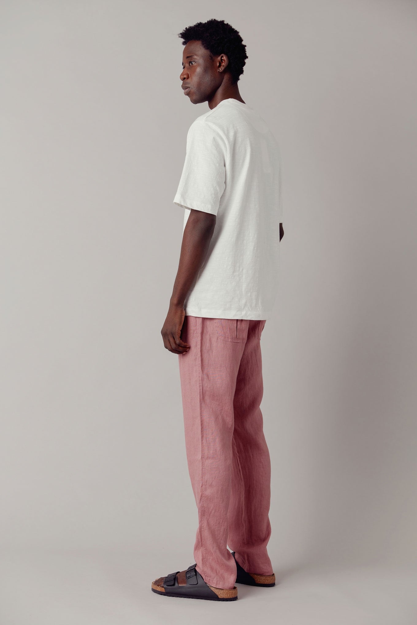 AUGUST Mens Organic Linen Trouser  Dusty Pink  Komodo Fashion