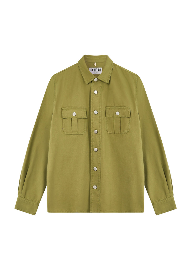 Mens JEAN Overshirt - Khaki Green