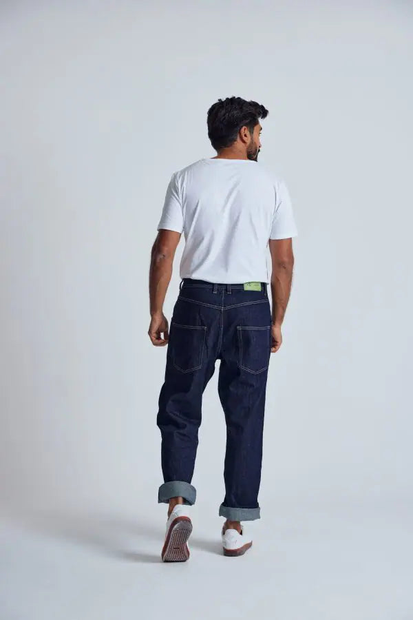 CURRY Rinse - Loose Fit Recycled Cotton Blend Jeans by Flax & Loom