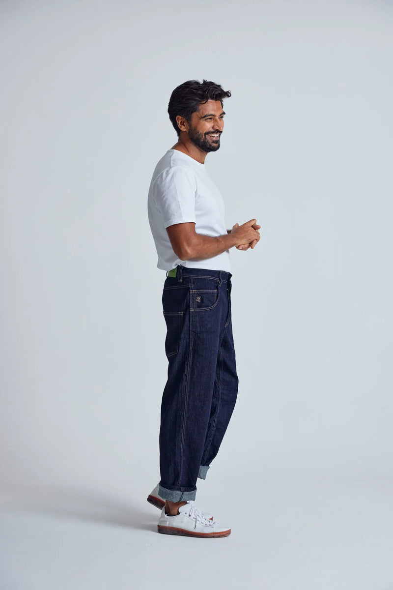 CURRY Rinse - Loose Fit Recycled Cotton Blend Jeans by Flax &amp; Loom