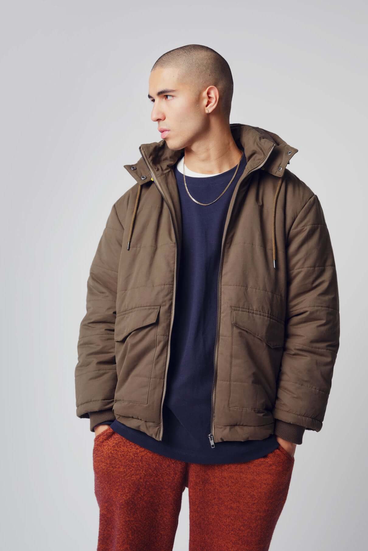 DAI - Water Resistant Organic Cotton Puffer Jacket Khaki