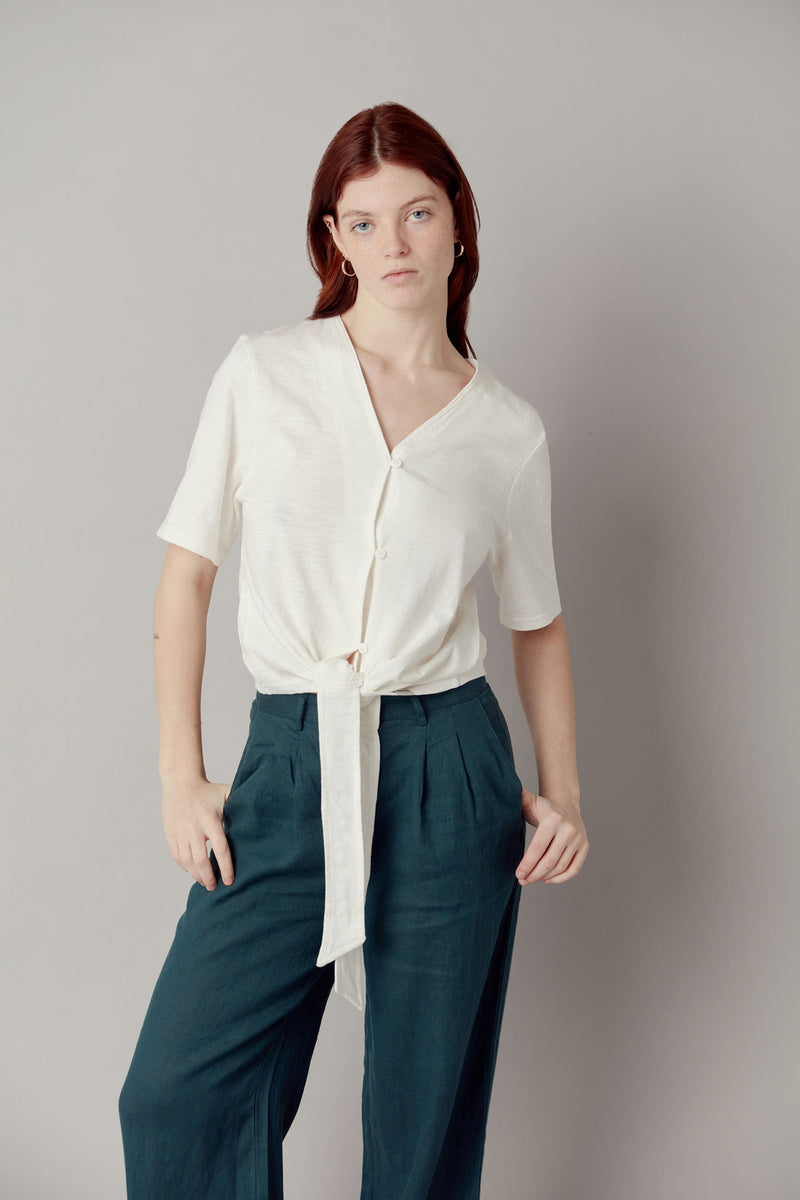 FREESIA Tie Top Organic Cotton - Off White